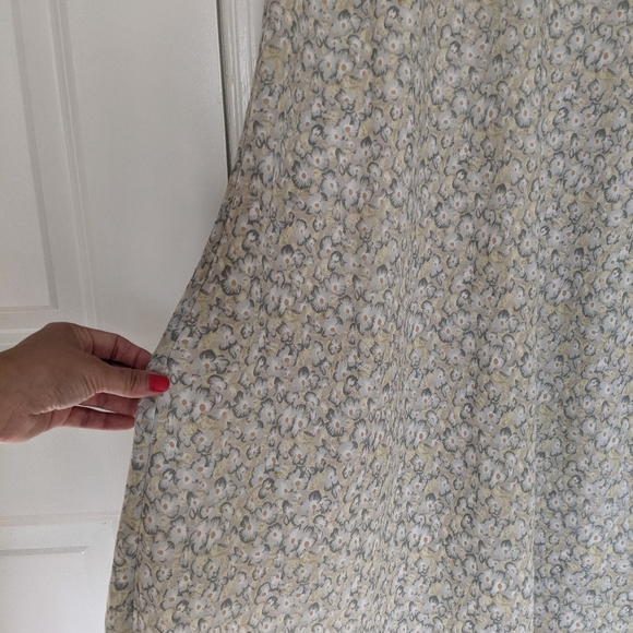 VINTAGE Floral Long Maxi Skirt Yellow Blue - Picture 6 of 14